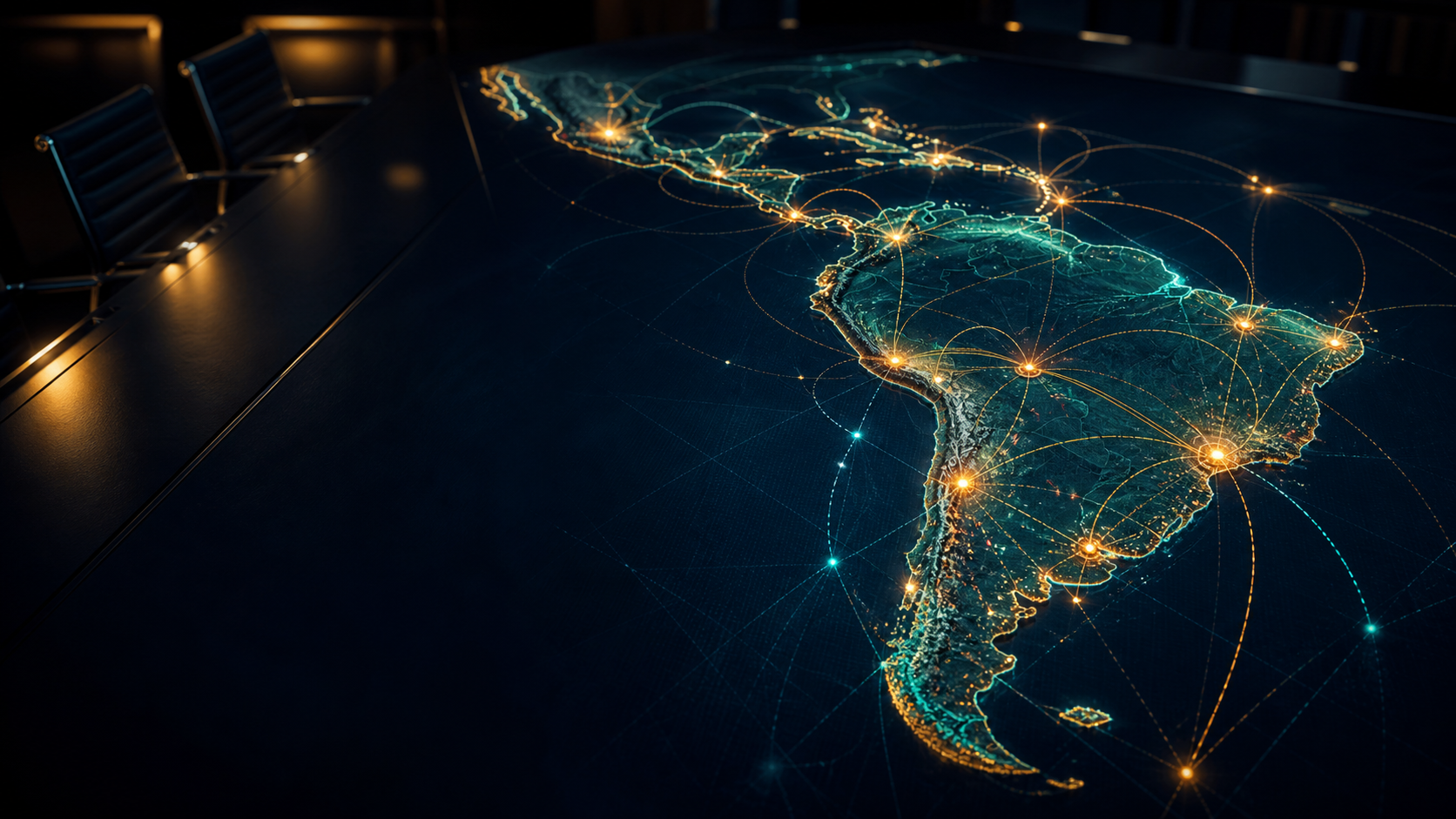 A strategic digital map of Latin America and the Caribbean connected by AI ecosystem routes